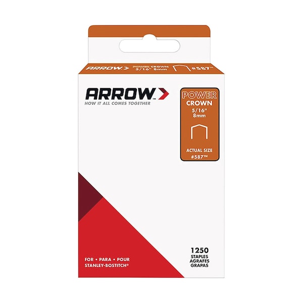 Arrow Fastener Arrow No 587 3/8 in. W X 5/16 in. L 18 Ga. Power Crown Standard Staples 1250 pk 587SP - main
